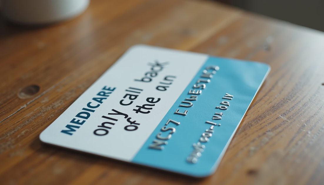 Medicare card with note to call back only official numbers